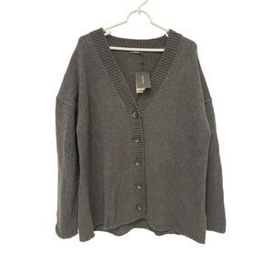 Massimo Dutti Women Sweater XL Cardigan Dark Green Knit Long Sleeve 5709/628 NWT